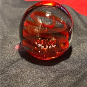 Vibrant Red Swirl Glass Sphere